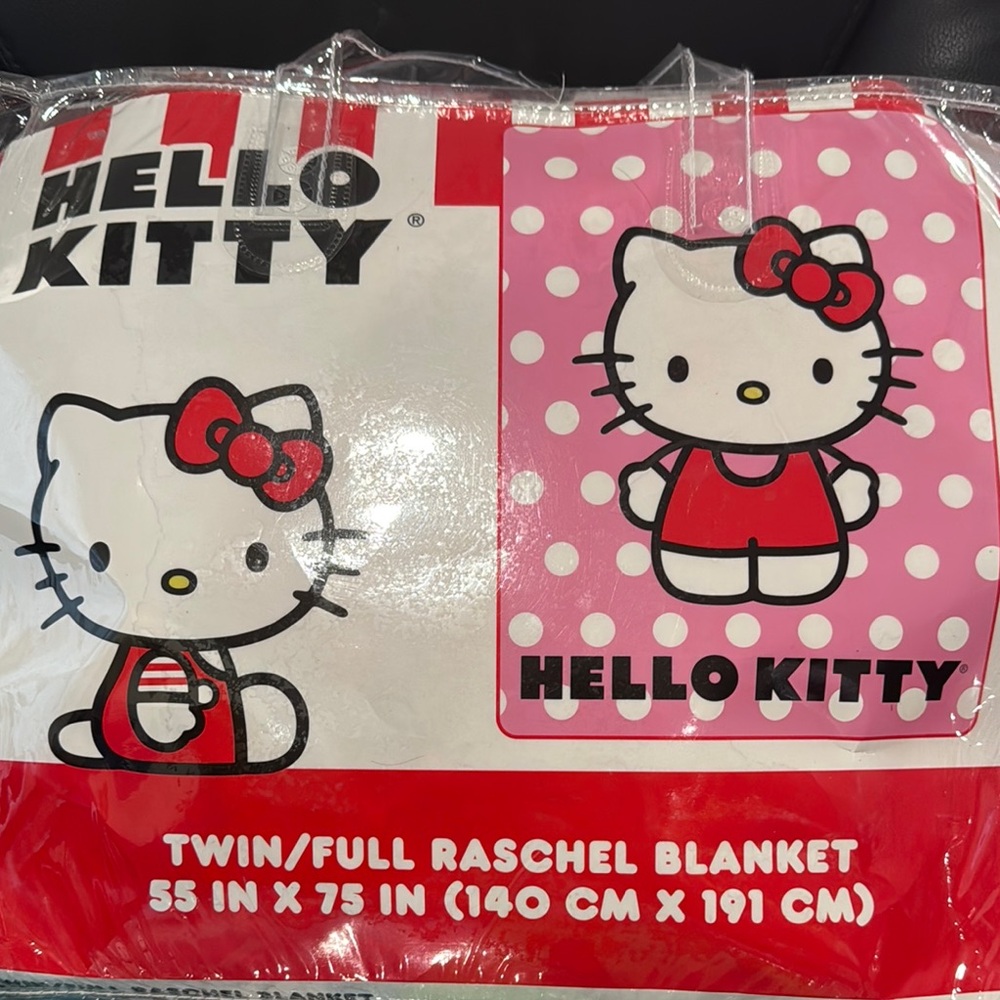 Hello Kitty Red and White Raschel Blanket